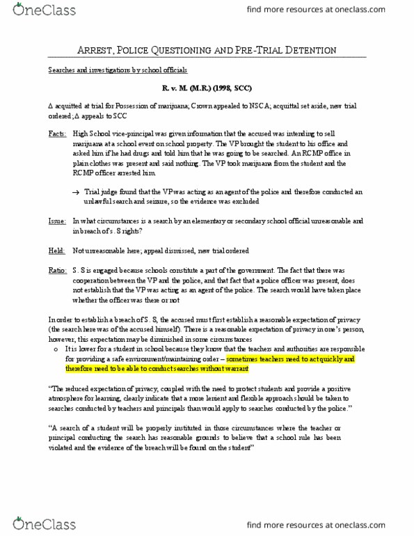 LAWS 3307 Lecture Notes - Lecture 4: Young Offenders Act, Juvenile Court, Michel Bastarache thumbnail