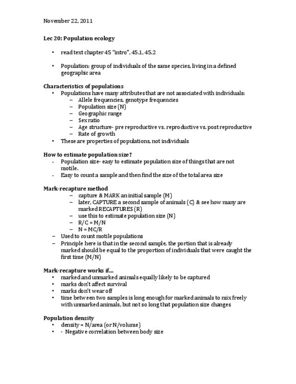 Biology 1001A Lecture Notes - Genotype Frequency, Generation Time, Motility thumbnail