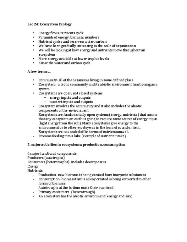 Biology 1001A Lecture Notes - Radiant Energy, Micronutrient, Heterotroph thumbnail