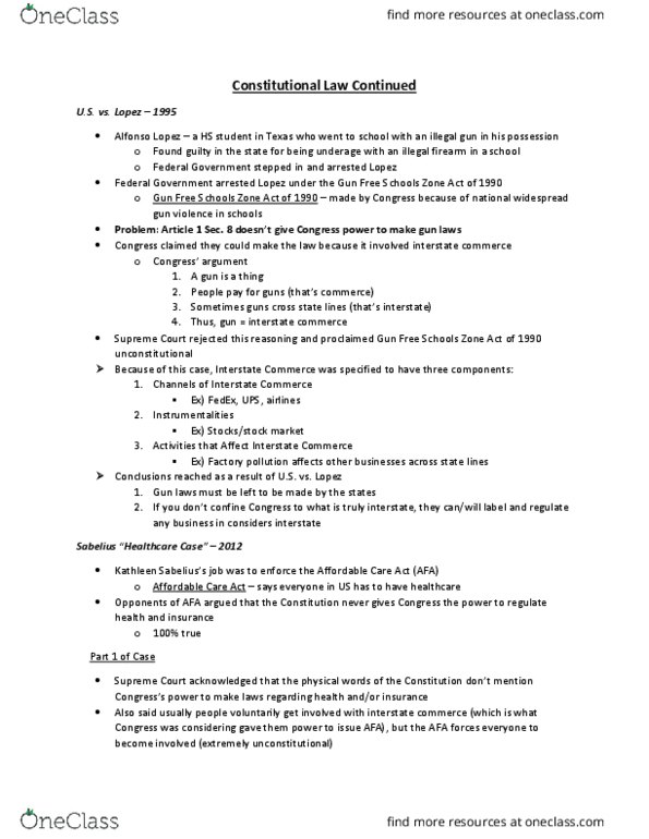 BLW 1002 Lecture Notes - Lecture 11: Controlled Substances Act, Patient Protection And Affordable Care Act thumbnail