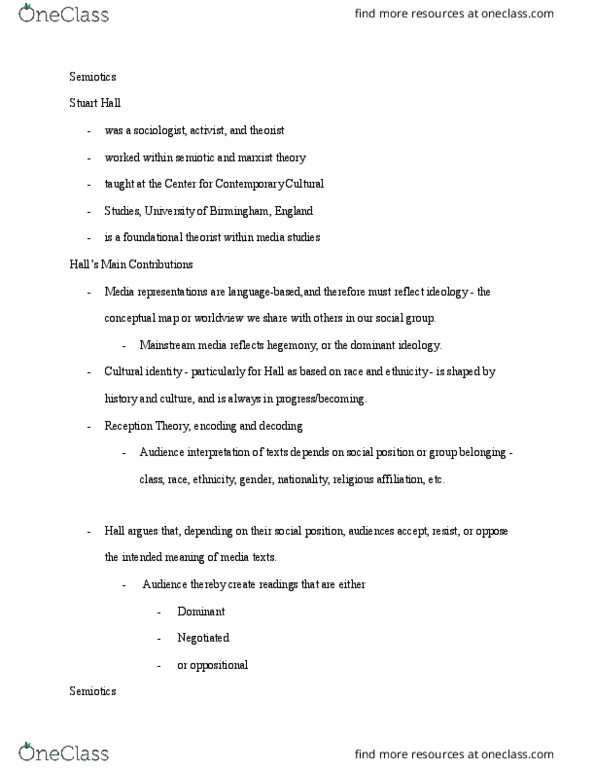 MCC-UE 14 Lecture Notes - Lecture 1: Semiosis, Embryophyte, Semiotics thumbnail