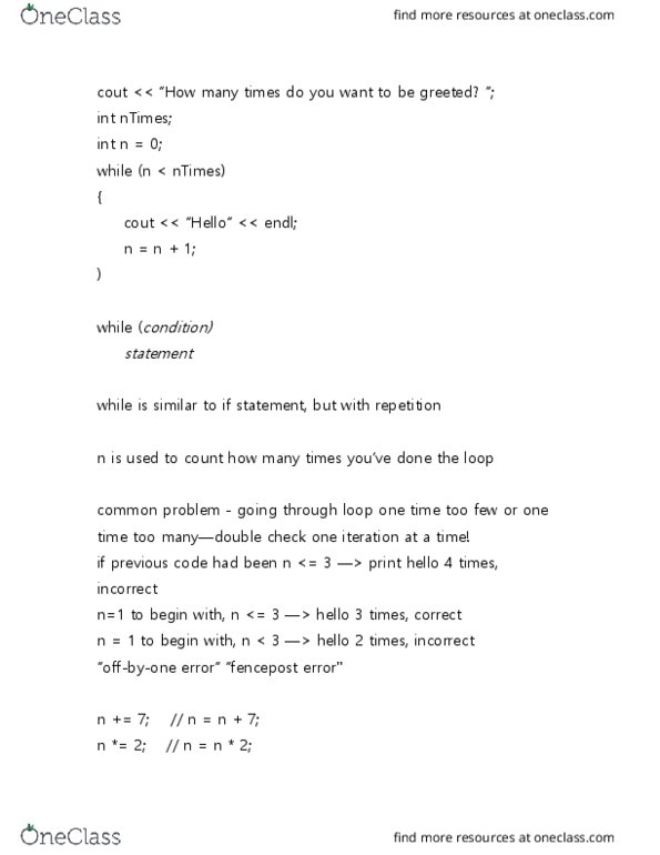 COM SCI 31 Lecture Notes - Lecture 7: Newline, Royal Institute Of Technology, Undefined Behavior thumbnail