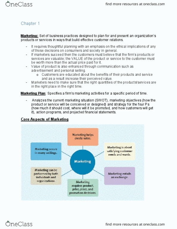 COMMERCE 2MA3 Chapter Notes - Chapter 1: Mass Production, Customer Relationship Management, Marketing Mix thumbnail