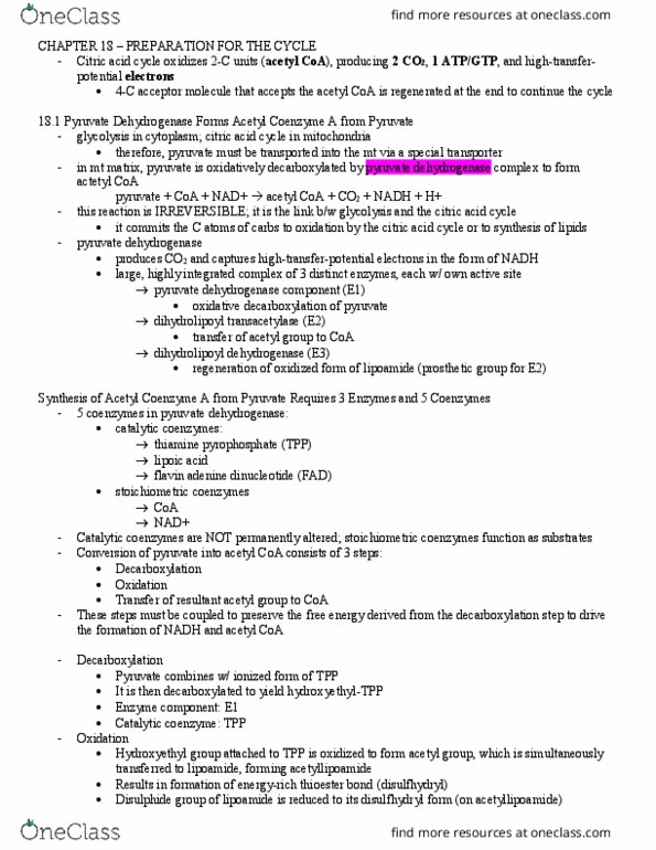 KIN217 Chapter Notes - Chapter 18: Pyruvate Dehydrogenase Kinase, Cardiac Output, Acidosis thumbnail