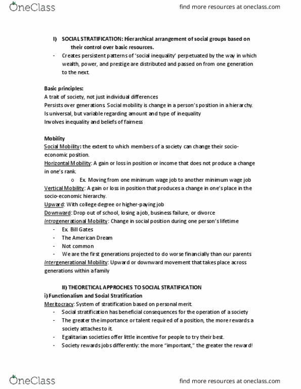 SOC101R Lecture Notes - Lecture 10: Visible Minority, Working Poor, Social Stratification thumbnail