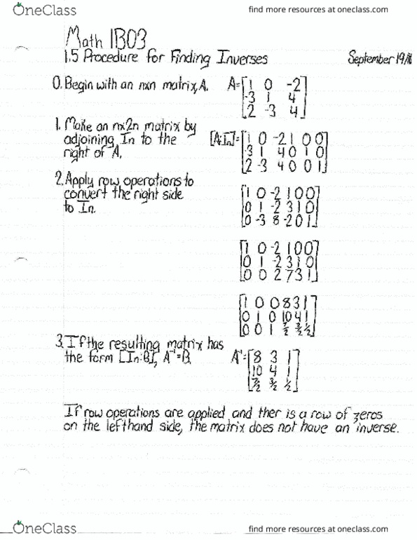 MATH 1B03 Lecture Notes - Lecture 6: Elementary Matrix thumbnail