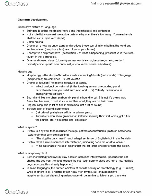 PSY 3136 Lecture Notes - Lecture 10: La Bohème, Adpositional Phrase, Part Of Speech thumbnail