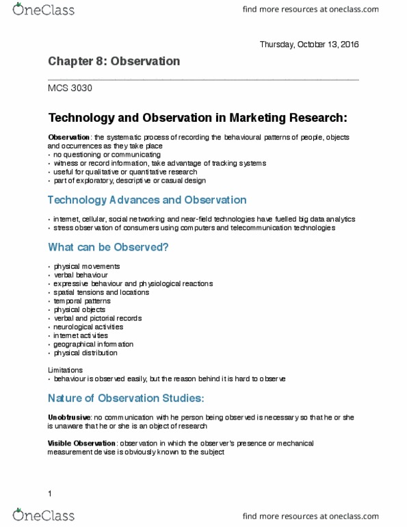 MCS 3030 Chapter Notes - Chapter 8: Electrical Resistance And Conductance, Eye Tracking, Content Analysis thumbnail