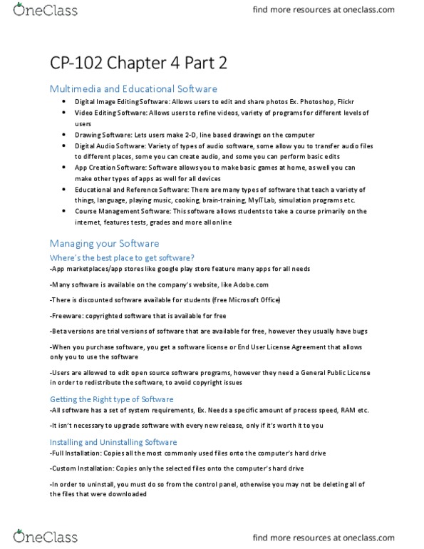 CP102 Chapter Notes - Chapter 4: Flickr, Software License, Freeware thumbnail