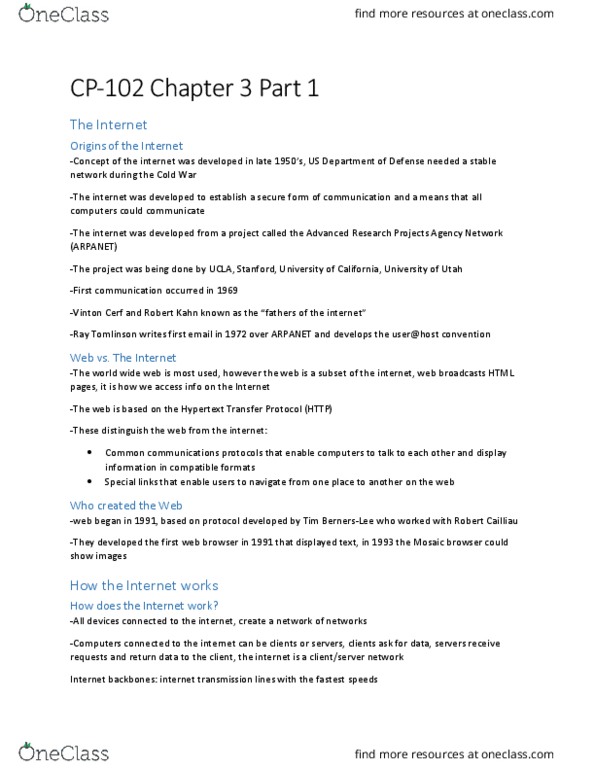 CP102 Chapter Notes - Chapter 3: Robert Cailliau, Gmail, Web 2.0 thumbnail