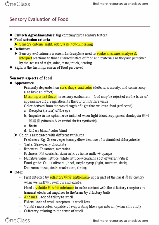 NUTR 214 Lecture Notes - Lecture 2: Caffeine, Psy, Sensory Analysis thumbnail