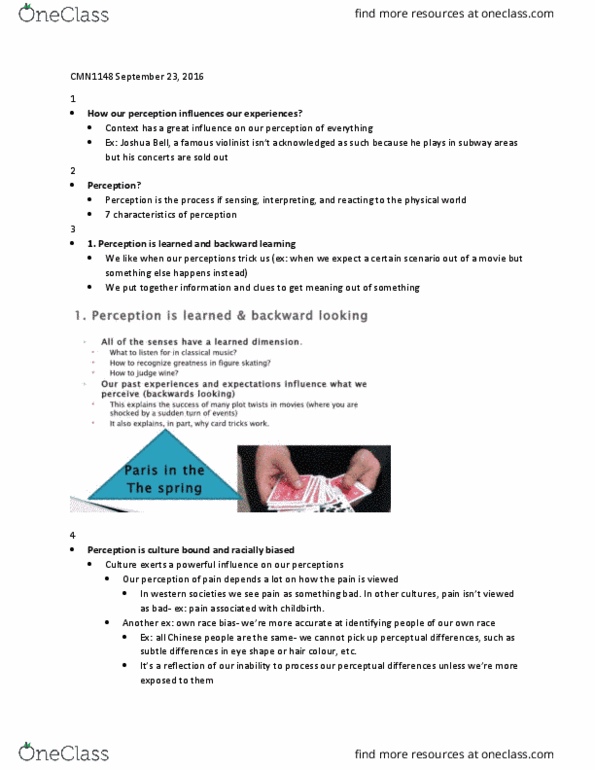 CMN 1148 Lecture Notes - Lecture 1: Joshua Bell, Eyewitness Identification, Fundamental Attribution Error thumbnail