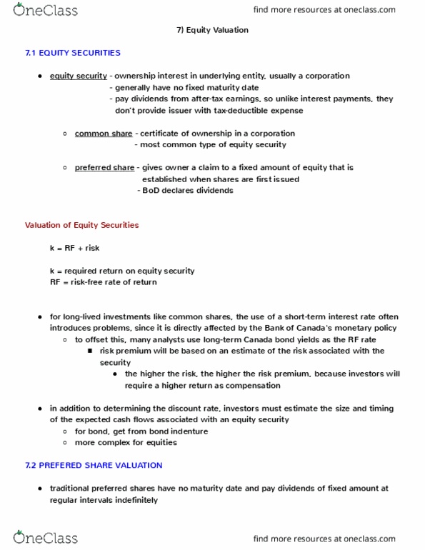 COMM 308 Chapter Notes - Chapter 7: Dividend Policy, Issued Shares, Stock Certificate thumbnail