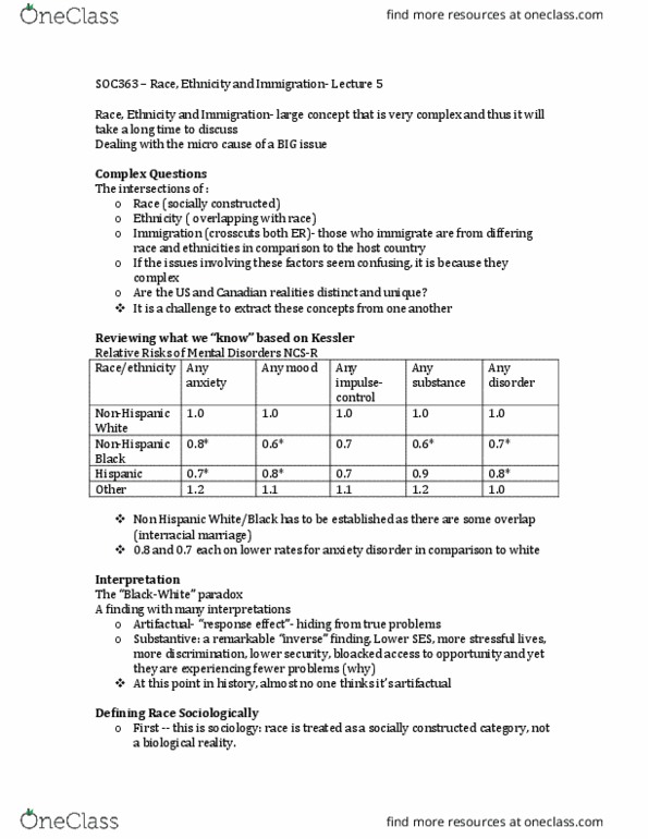 SOC363H1 Lecture Notes - Lecture 5: Confounding, Interpersonal Relationship, Ingroups And Outgroups thumbnail