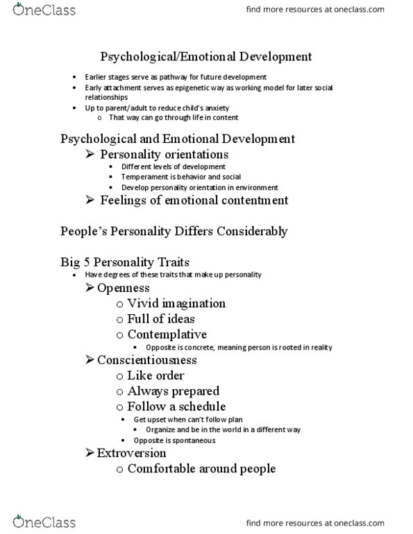 HDFS 1070 Lecture Notes - Lecture 6: Pessimism, Neuroticism, Conscientiousness thumbnail
