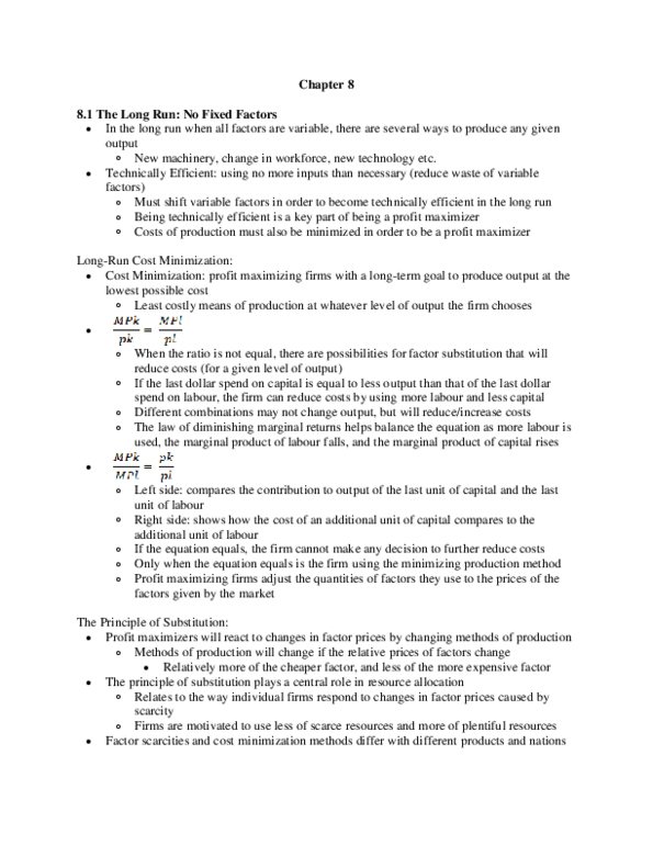 ECON 101 Chapter Notes - Chapter 8: Marginal Product, Technological Change, Longrun thumbnail