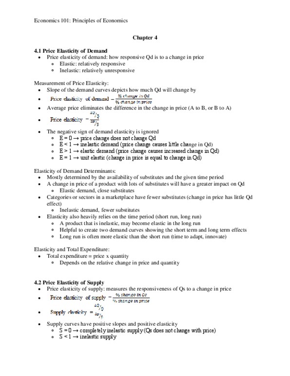 ECON 101 Chapter Notes - Chapter 4: Tax Incidence, Excise, Demand Curve thumbnail