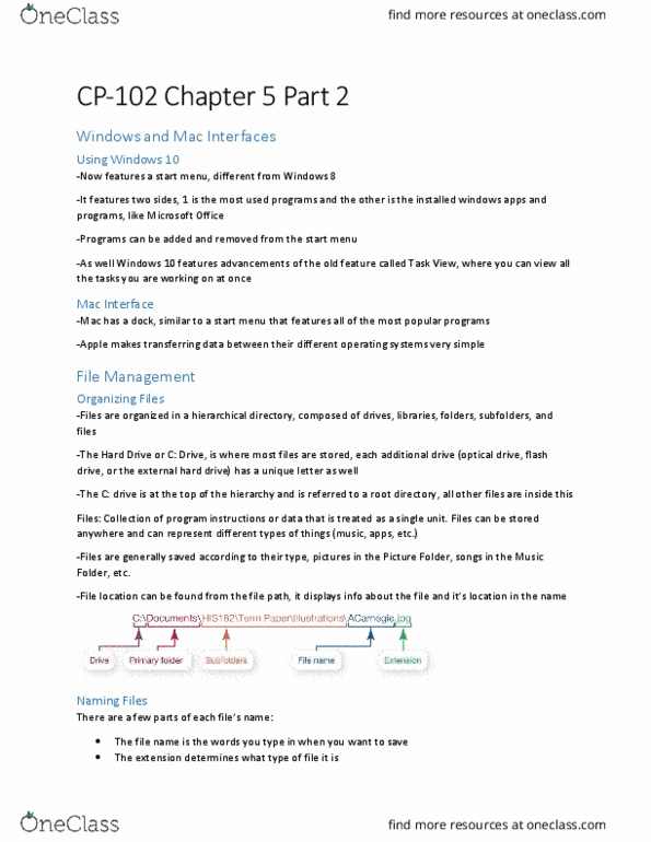 CP102 Chapter Notes - Chapter 5: System Restore, Assistive Technology, Disk Cleanup thumbnail
