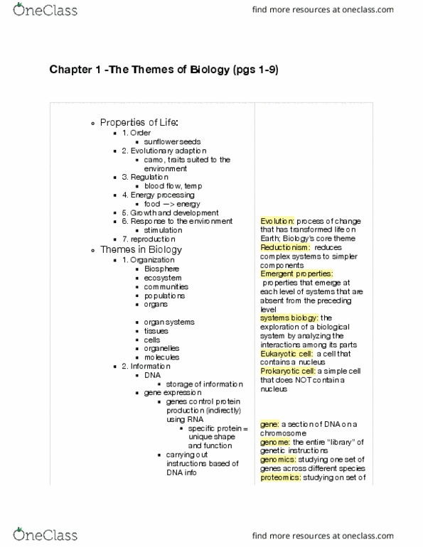 BIO SCI 93 Chapter Notes - Chapter 1: Bioinformatics, Prokaryote, Chromosome thumbnail