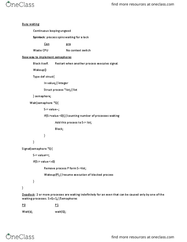 CSCE 3613 Lecture Notes - Lecture 21: Context Switch, Semaphore (Programming), Busy Waiting thumbnail