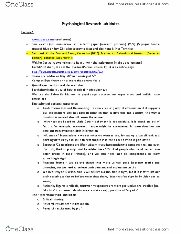 PSYB01H3 Lecture Notes - Lecture 99: Coefficient Of Determination, Pie Chart, Habituation thumbnail