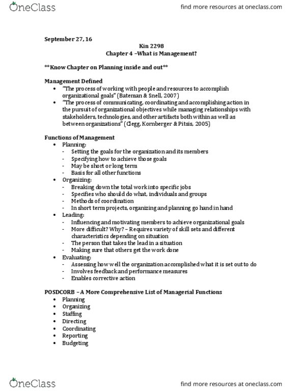 Kinesiology 2298A/B Lecture Notes - Lecture 6: Swot Analysis, Work Unit thumbnail