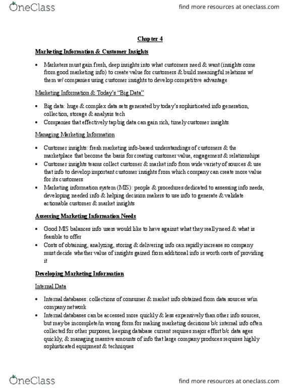 MKBU 3225 Chapter Notes - Chapter 4: Focus Group, Online Advertising, Data Mining thumbnail