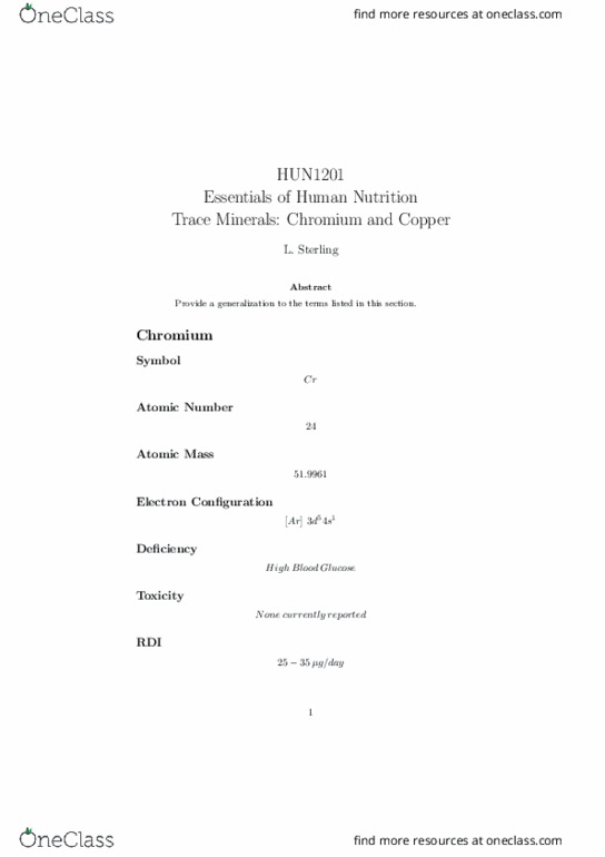 HUN1201 Lecture Notes - Lecture 16: Diarrhea, Anemia thumbnail