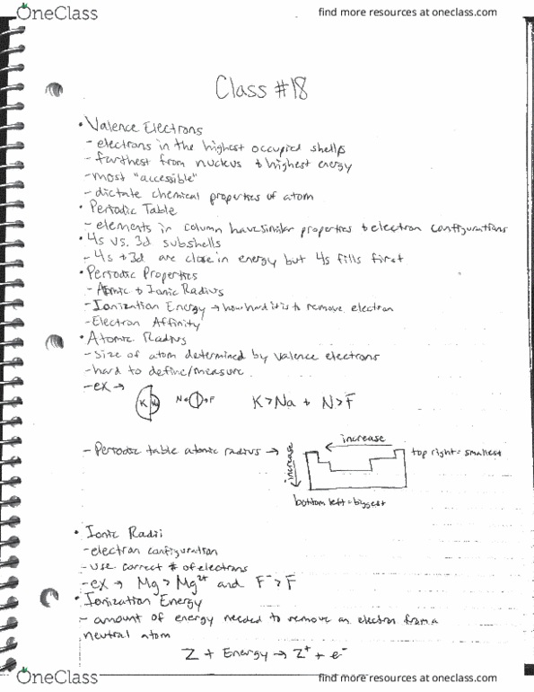 CHEM 107 Lecture Notes - Lecture 18: Valence Electron, Ion thumbnail