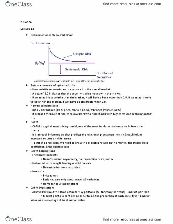 FIN 4504 Lecture Notes - Lecture 12: Risk Premium, Takers, Risk-Free Interest Rate thumbnail