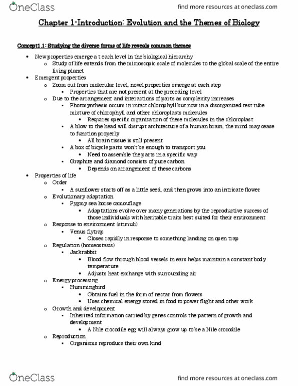 BIO152H5 Chapter Notes - Chapter 1: Natural Environment, Maple Leaf, Emergence thumbnail