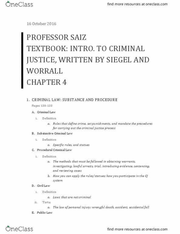 CCJ 3011 Lecture Notes - Lecture 4: Ex Post Facto Law, Criminal Negligence, Wrongful Death Claim thumbnail
