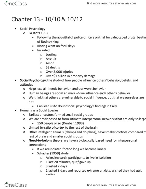 PSYC 1005 Lecture Notes - Lecture 8: Impulsivity, Rodney King, Histology thumbnail