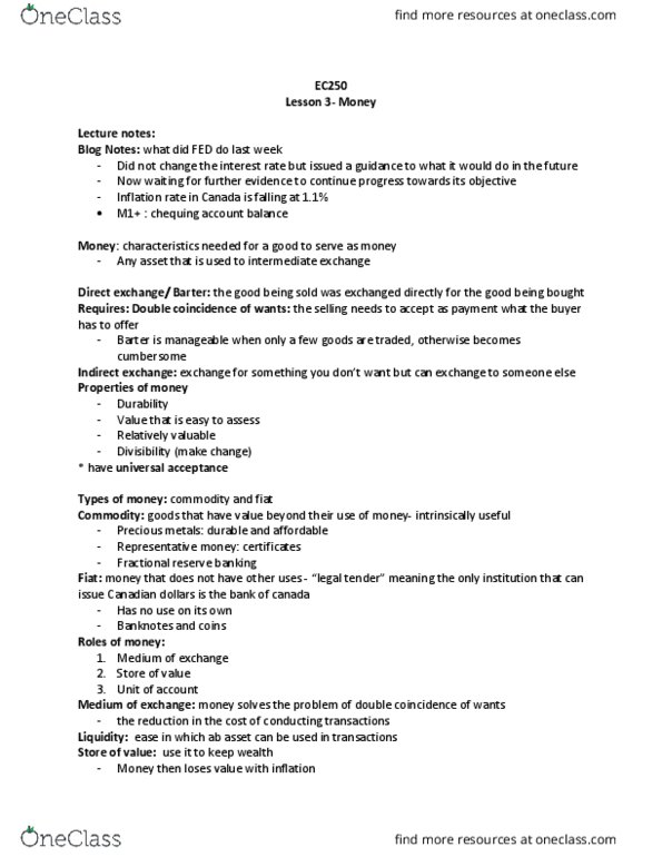 EC250 Lecture Notes - Lecture 3: Real Interest Rate, Real Wages, Fractional-Reserve Banking thumbnail