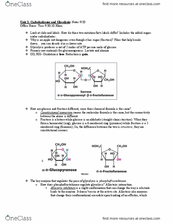 BCMB 3100 Lecture Notes - Lecture 9: Sigmoid Function, Hydrolysis, Galactosemia thumbnail