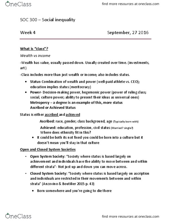 SOC 300 Lecture Notes - Lecture 4: Debt Bondage, Domestic Violence, Stata thumbnail