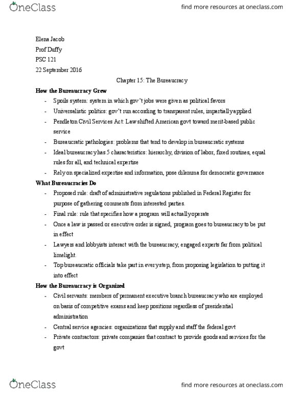 ETS 154 Chapter Notes - Chapter 15: Federal Register, Spoils System thumbnail