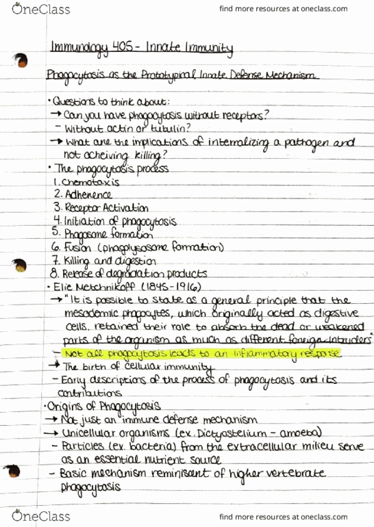 IMIN405 Lecture Notes - Lecture 1: Metar, Mycobacterium, Listeria Monocytogenes thumbnail