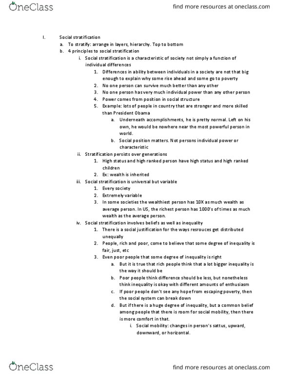 SOC 1010 Lecture Notes - Lecture 15: Economic Inequality, Social Stratification, Social Inequality thumbnail