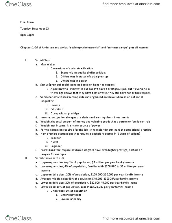 SOC 1010 Lecture Notes - Lecture 16: Social Stratification, Economic Inequality, Asteroid Family thumbnail