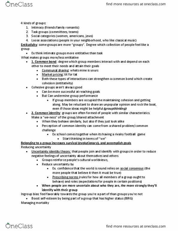 PSYCO241 Chapter Notes - Chapter 9: Social Dominance Orientation, Relative Deprivation, Deindividuation thumbnail