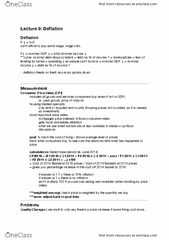 ECON-UA 1 Lecture Notes - Lecture 9: Imputed Rent, Addon, Weighted Arithmetic Mean thumbnail