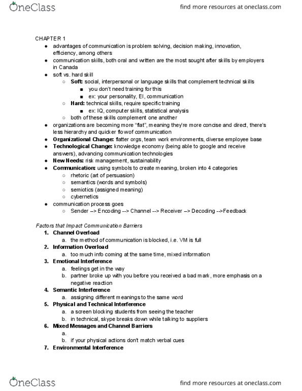 COMM 212 Lecture Notes - Lecture 1: Knowledge Economy, Kinesics, Chronemics thumbnail