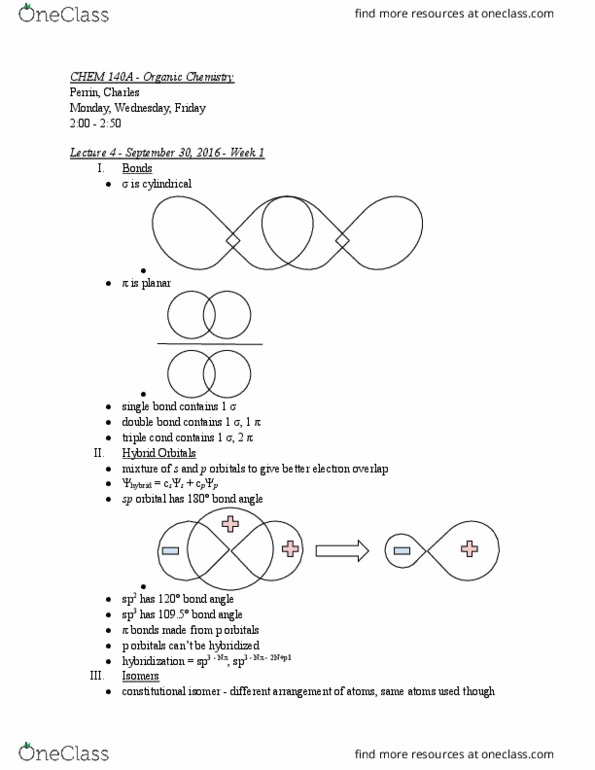 CHEM 140A Lecture 4: Lecture 4: September 30, 2016 thumbnail