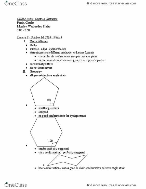 CHEM 140A Lecture 8: Lecture 8: October 10, 2016 thumbnail