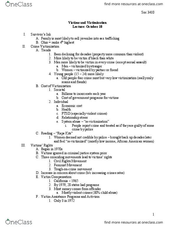 SOCIOL 3410 Lecture Notes - Lecture 8: Posttraumatic Stress Disorder, Homicide, Matthew Shepard thumbnail