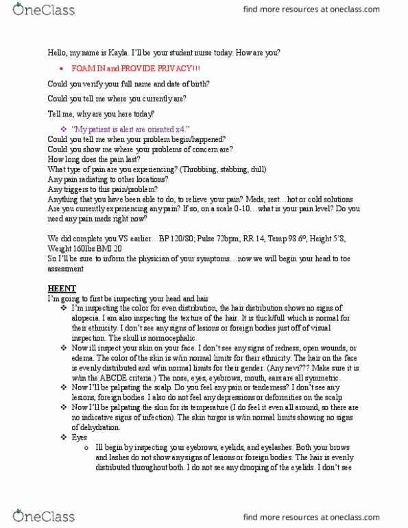 NURS 2160 Lecture Notes - Lecture 12: Intercostal Space, Vestibulocochlear Nerve, Tendon Reflex thumbnail