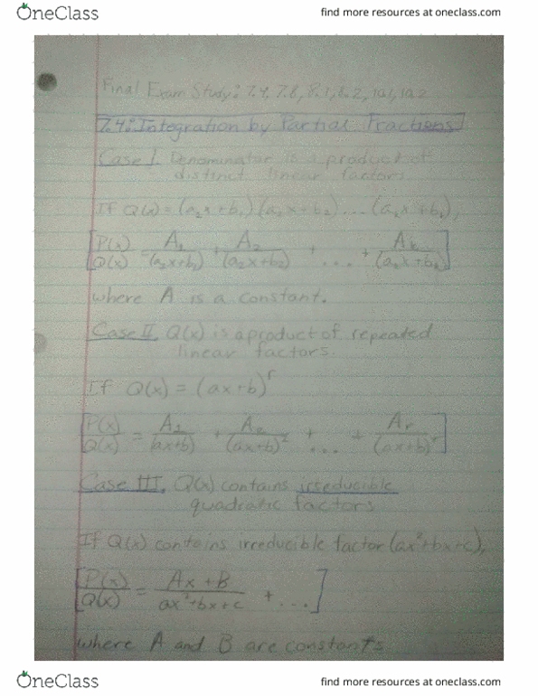 MATH 226 Final Final Test 7.4,7.8,8.1,8.2,10.1,10.2 OneClass