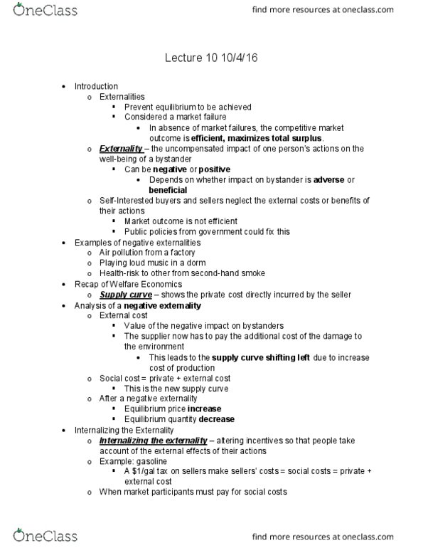 ECON 2304 Lecture Notes - Lecture 10: Coase Theorem, Passive Smoking, Ecotax thumbnail