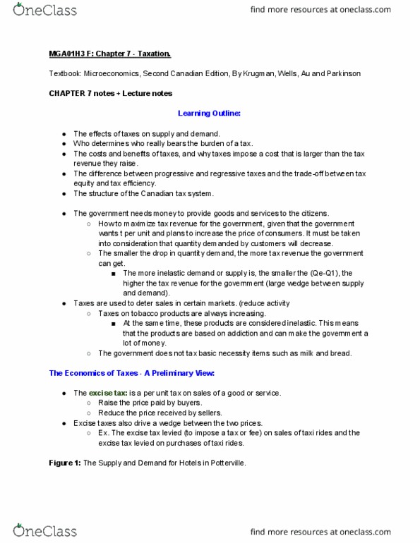 MGEA01H3 Lecture Notes - Lecture 5: Tax Wedge, Demand Curve, Tax Rate thumbnail